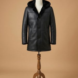 Men's Aviator RAF B6 Shearling Real Sheepskin Black Leather Bomber Jacket Coat