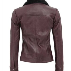 Women’s Ancoma Brown Nappa Leather Jacket with Detachable Real Shearling Fur Collar 1