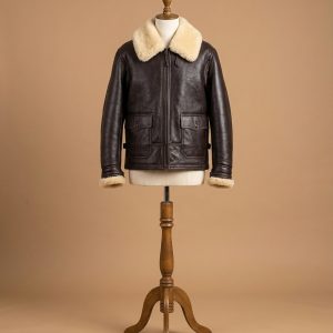 Men’s Navy Flight M-445A Real Sheepskin Shearling Leather Jacket