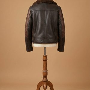 Power Book II S02 Ghost Tariq St Patrick Real Sheepskin Shearling Brown Leather Jacket back