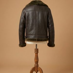 Men's Aviator RAF B3 Shearling Real Sheepskin Leather Bomber Jacket back