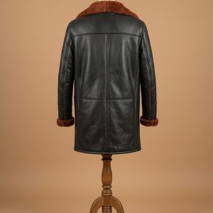 Men's RAF B3 Bomber Fur Shearling Sheepskin Warm Duffle Leather Coat back
