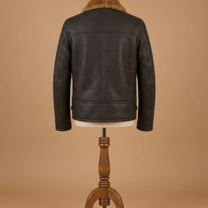Men's RAF B3 Bomber Fur Shearling Sheepskin Warm Leather Jacket back