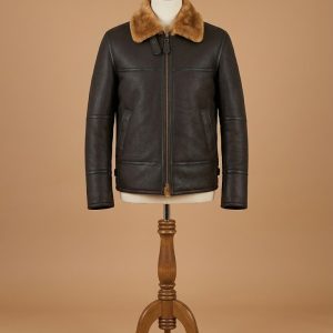 Men’s RAF B3 Bomber Fur Shearling Sheepskin Warm Leather Jacket