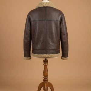 Men's B3 Aviator Real Shearling Brown Sheepskin Leather Bomber Jacket photo 2