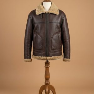 Men’s B3 Aviator Real Sheepskin Brown Sheepskin Leather Bomber Jacket