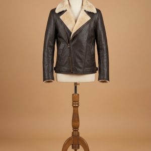 Men’s Brando Aviator Real Sheepskin Brown Sheepskin Leather Bomber Jacket