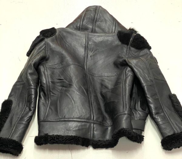 MENS B6 BOMBER REAL HEAVY DUTY SHEEPSKIN SHEARLING LEATHER REAL BLACK LEATHER JACKET 3