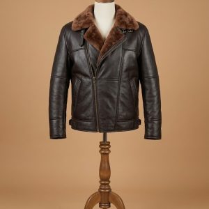 Men’s Brando Aviator B6 Bomber Real Sheepskin Brown Sheepskin Leather Jacket