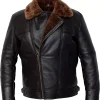 MEN'S BRANDO AVIATOR B6 BOMBER REAL SHEARLING BROWN SHEEPSKIN LEATHER FLIGHT BROWN JACKET
