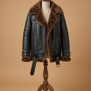 Alexa Chung B3 Winter Sheepskin Shearling Pilot Flying Shearling leather jacket