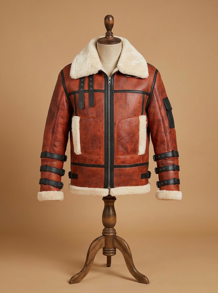 B3 Men's Real Shearling Sheepskin WW2 Aviator RAF Bomber Flying Jacket