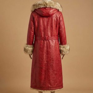 Christmas Chronicles Kurt Russell Santa Claus Faux Shearling Leather Coat back