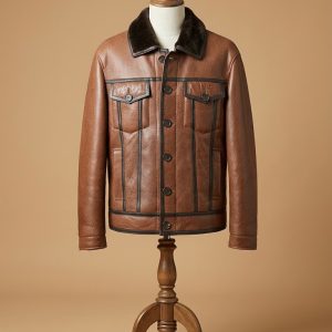 Men's B3 RAF Levis Bomber Aviator Real Sheepskin Shearling Tan Leather Jacket