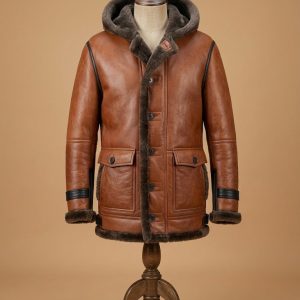 Men's Brown RAF B3 Bomber Flight Aviator Real Fur Shearling Real Leather Jacket