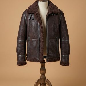 Men's RAF Aviator Pilot B3 Flying Bomber Real Shearling Fur Real Leather Jacket