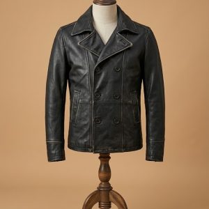 Men's Real Leather Jacket Black Distressed Vintage Motorcycle Jacket Cafe Racer
