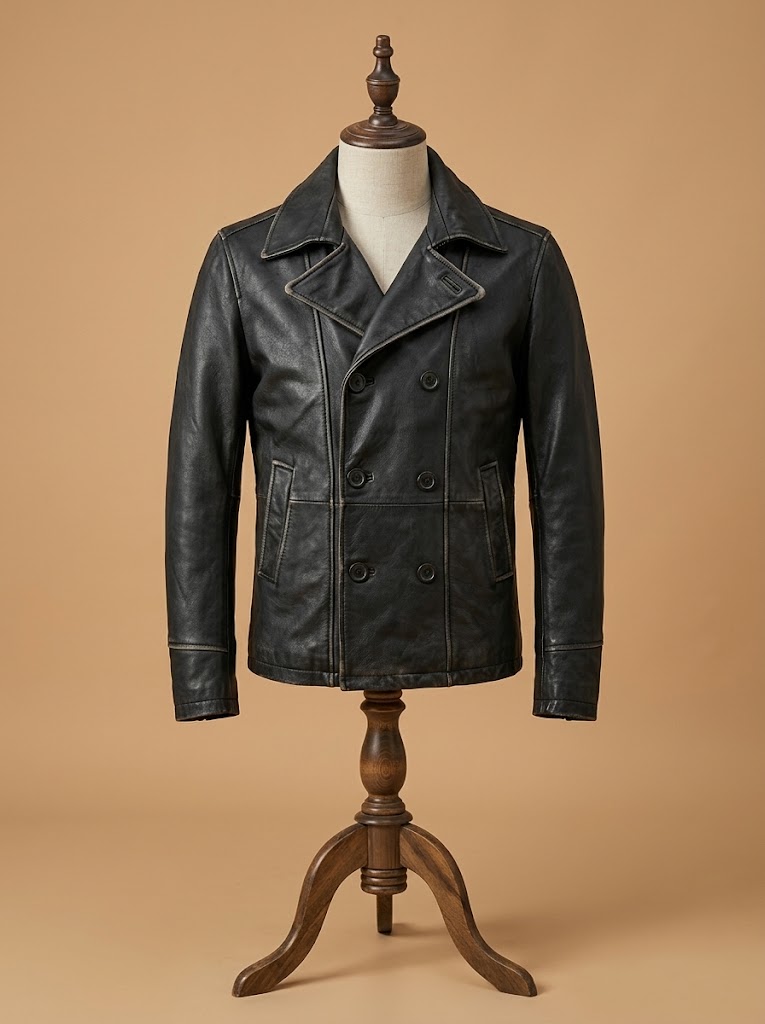 Men's Real Leather Jacket Black Distressed Vintage Motorcycle Cafe Racer