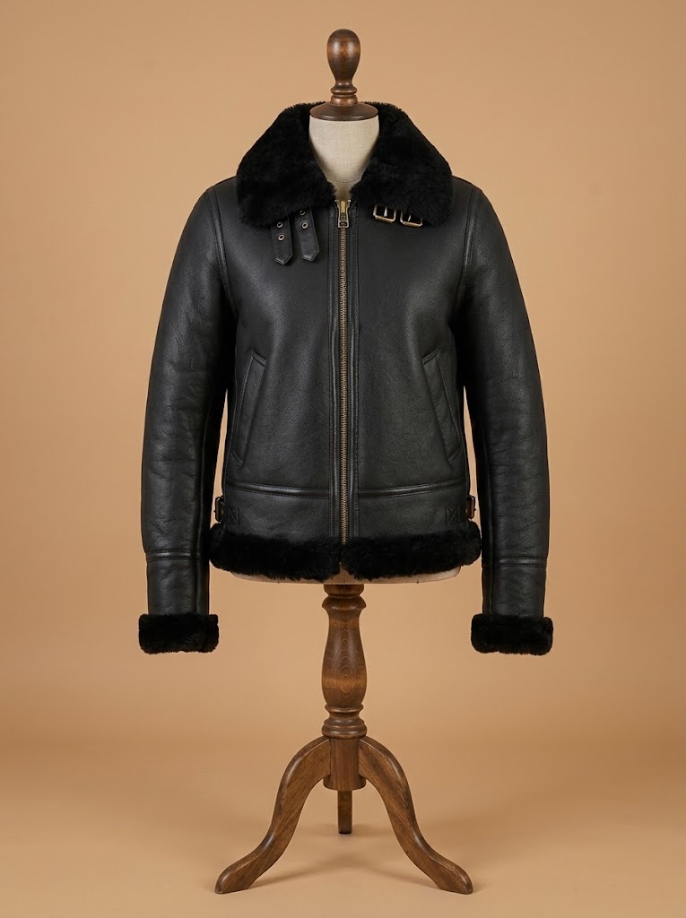 Women's RAF B3 Bomber Aviator Real Leather Jacket Sheep Skin Pilot Coat