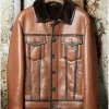 Men B3 RAF Levis Bomber Aviator Real Sheepskin Shearling Tan Leather Jacket