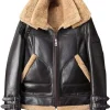 MEN B6 AVIATOR BOMBER REAL SHEARLING BROWN SHEEPSKIN FLIGHT BROWN LEATHER JACKET
