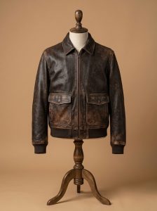 Men's Bomber A2 WWII Pilot Real Sheepskin SlimFit Vintage Distressed Brown Leather Jacket
