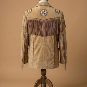 Men's Cowboy Jacket Western Fringed Suede Leather Coat view 2