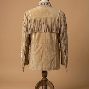 Men's Cowboy Jacket Western Style Fringed Suede Leather Coat view 2