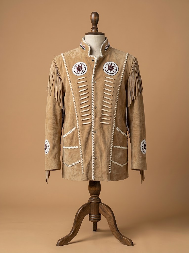 Men's Cowboy Jacket Western Style Fringed Suede Leather Coat
