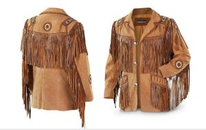Men's Cowboy Jacket Western Fringed Suede Leather Coat