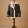 Women B3 Bomber Pilot RAF Aviator Real Sheepskin Shearling Brown Leather Jacket