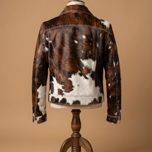 "Men's Western Cowhide Leather Jacket Genuine Hair-On Pony Skin Truck view 2