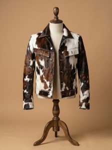 "Men's Western Cowhide Leather Jacket Genuine Hair-On Pony Skin Truck