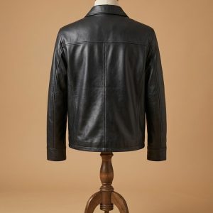 Men's Vintage Motorcycle Genuine Leather Biker Cafe Racer Black Jacket back