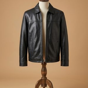 Men's Vintage Motorcycle Genuine Leather Biker Cafe Racer Black Jacket