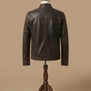 Men's Vintage Motorcycle Genuine Leather Biker Cafe Racer Brown Jacket back