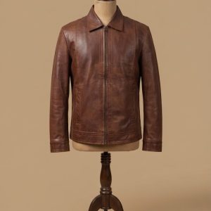 Men's Vintage Motorcycle Genuine Leather Biker Cafe Racer Brown Jacket