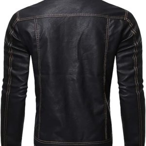 Men Vintage Cafe Racer Slimfit Motorcycle Retro Levis Shirt Black Leather Jacket B