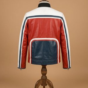 Men's Biker Cafe Racer SlimFit Motorcycle Vintage Multicolor Leather Jacket view 2