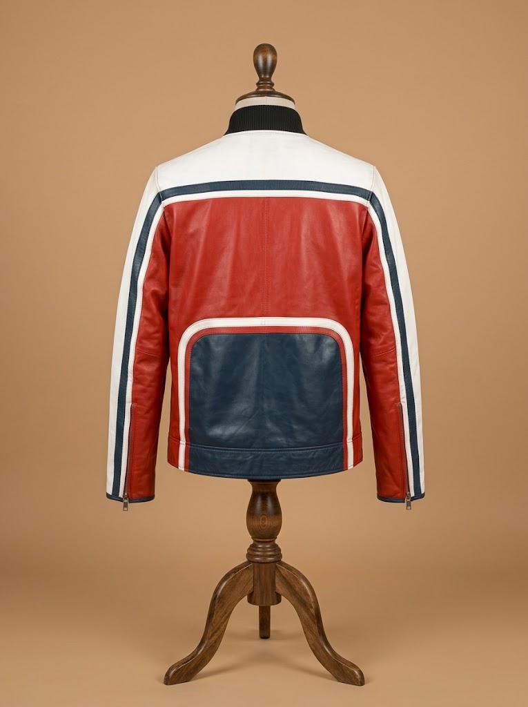 Men's Biker Cafe Racer SlimFit Motorcycle Vintage Multicolor Leather Jacket view 2