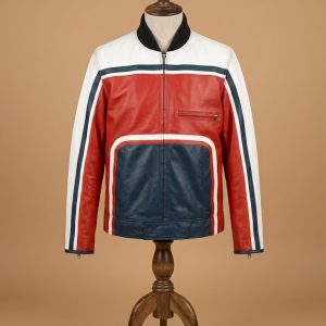 Men's Biker Cafe Racer SlimFit Motorcycle Vintage Multicolor Leather Jacket