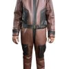 Mens B3 Bomber Aviator Pilot RAF Real Sheepskin Flight Shearling Brown Leather Suit