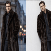 Men's Real Mink Fur Trench Long Coat | Elegant Brown Winter Outerwear