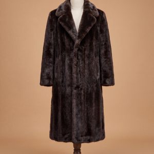Men's Real Mink Fur Trench Long Coat | Elegant Brown Winter Outerwear