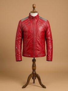 Michael Jackson MJ Thriller Cosplay Real Red Leather Jacket