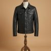 Premium Men's Genuine Pebbled Black Leather Trucker Jacket
